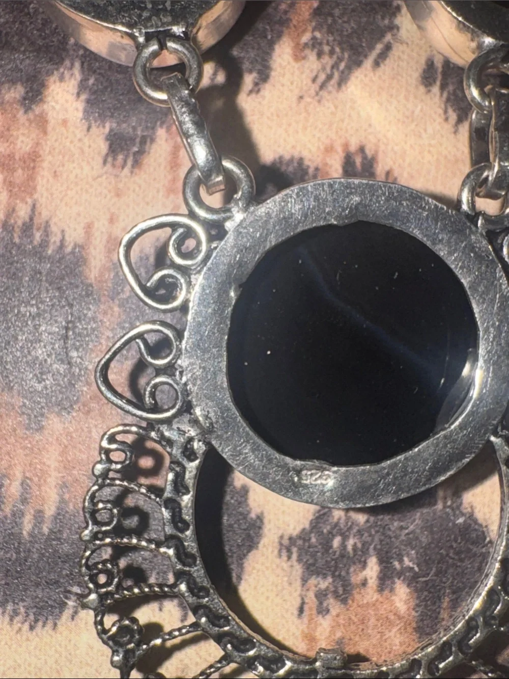 Botswana Agate & Onyx Silver Necklace